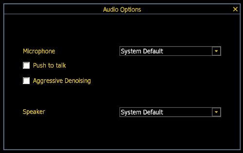 Audio Options window