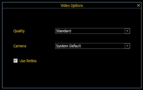 Video Options window